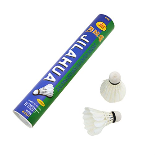 TZ International 12x Training White Goose Feather Shuttlecocks Birdies Badminton Ball Game Sport Training Game Fans Practicing (1 set)