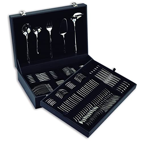 Cuberteria Arcos Arcos Serie Berlin, Cubertería de 113 piezas en un Maletín de Regalo, Juego Completo, Monoblock de una pieza en Acero...