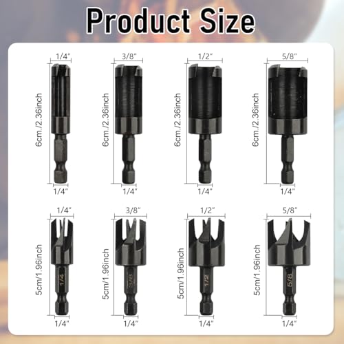 Image of Serplex 8Pcs Assorted Hole Saw Drill Bit Set for Wood, Hex Shank