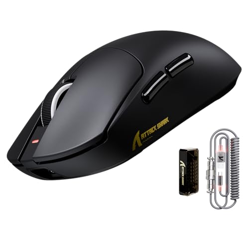 Image of ATTACK SHARK X8 Ultra Wireless Gaming Mouse, 42000 DPI PAW3950MAX Sensor, 8000Hz Polling Optical Nordic 52840 Tri-Mode 2.4G /BT /Wired, 55g Lightweight Big Hand Ergonomic Mouse with Coiled Cable-Black