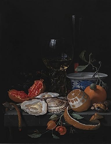 Tableau fruits d'huîtres Abraham Mignon art sur toile 60x90cm