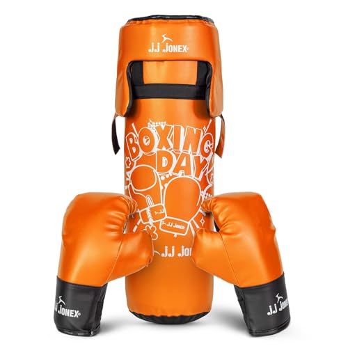 Image of JJ Jonex Sports Kids Boxing Punching Bag Set - Heavy Boxing Bag, Gloves, MMA, Home Gym & Martial Arts Training Equipment | for Boys & Girls for Age 3 4 5 6 7 8 Years |Orange Color |