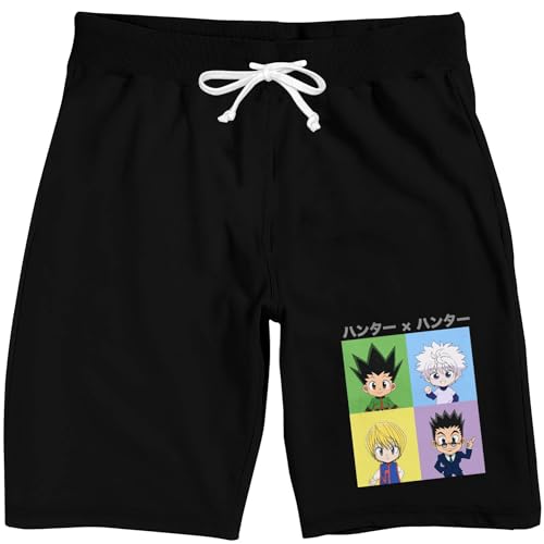 Hunter X Hunter Character Squares Men's Black Sleep Pajama Shorts