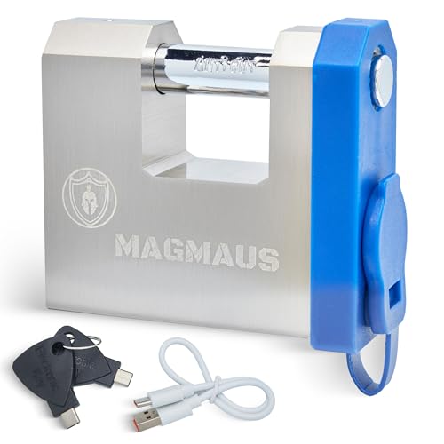 Magmaus® SRL70 Lucchetto Con Impronta Digitale - Riconoscimento Biometrico Serrature Smart Senza Chiave, Memoria Per 20 Impronte Digitali, 2 Chiavi Elettroniche E App, IP68