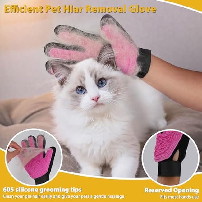 2-Pack Pet Hair Remover - Banana Cat Dog Hair Remover with Efficient Pet Grooming Gloves|Gentle Bathing Shedding Brush Dog Glove|Reusable Pet Hair Removal Tool for Carpet Couch Cat Fur & Lint-9oCZHJXF