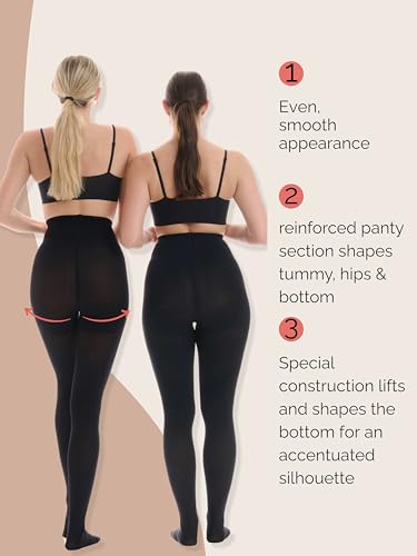 Women High Waisted tummy control shaping pantyhose tights 80 Denier Opaque Support Shapewear 1000-TS3