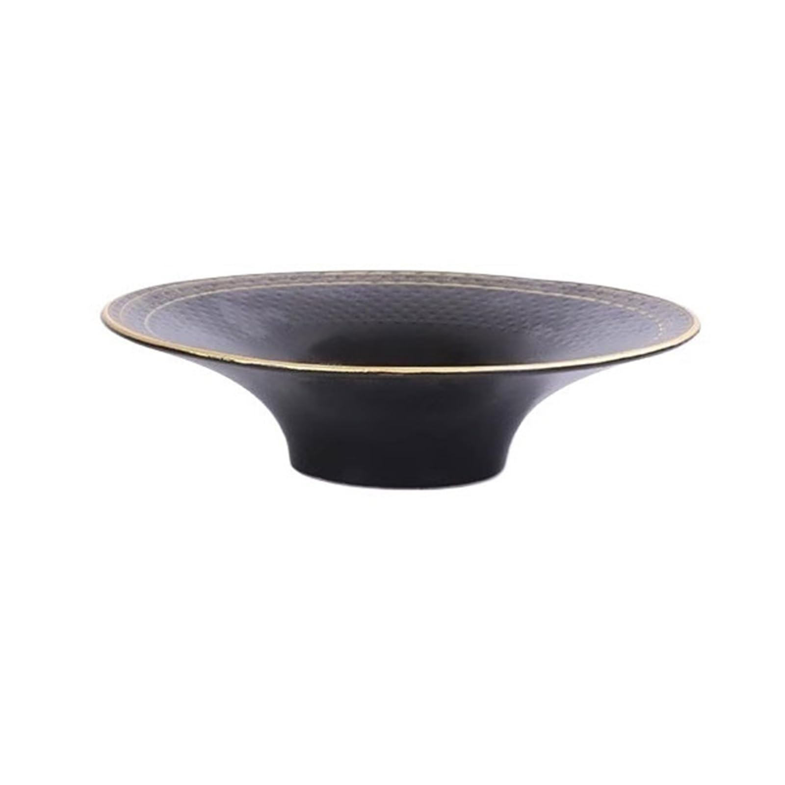 Plateau rond en céramique chinoise profonde à bordure dorée pour composition florale