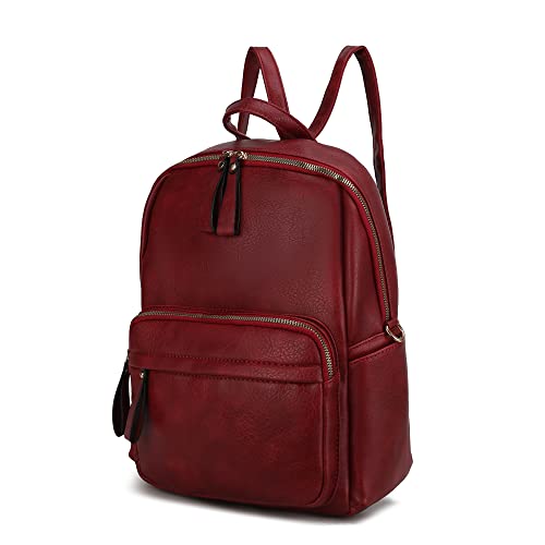 MKF Collection Mochila feminina de couro vegano com alça superior para viagem da Mia K, Vermelho Yolane, G