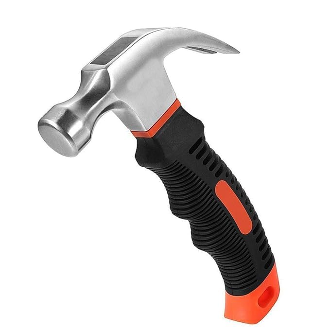 Image of SHOPOLIFE Mini Hammer Hathodi | Carpenter Claw Rubber Grip Short Handle | Iron Hammer Household Multipurpose Hardware Tools (1 Pc - Multi Colour)