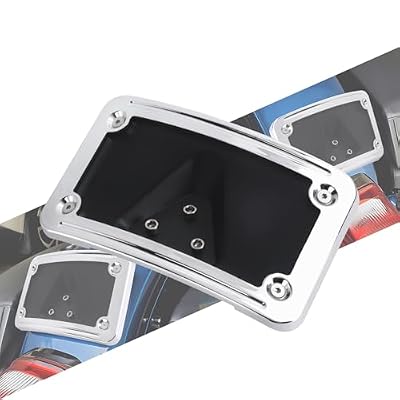 Curved Laydown License Plate Mount Frame Compatible with Harley 3 Hole Rear Fender Mount Replacement for 3148 (Chrome)
