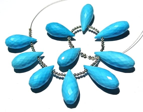 Turquoise briolette en goutte pour création de boucles d'oreilles et sautoirs LKBEADS