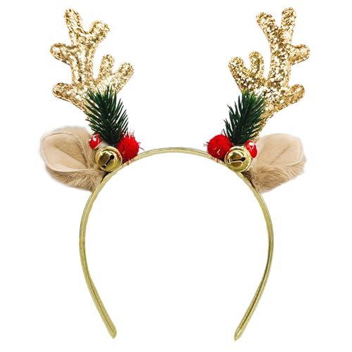 SIOTMERA Reindeer Antlers Headband, Sequined Christmas Headbands Deer Antler Head