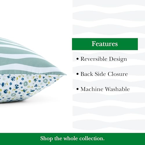 Image of kate spade new york Rhythmic Geo Full /Queen Comforter Set, 300 Thread Count Cotton Sateen Reversible Cover, All Season 3 Piece Bedding, Machine Washable, Blue Aqua Tourmaline