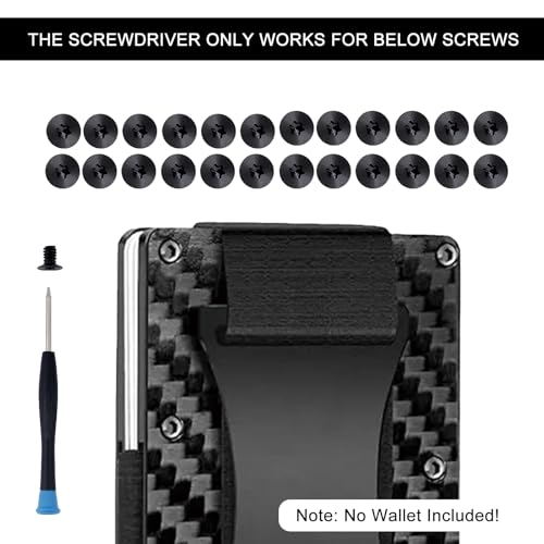 NICENEEDED Wallet Replacement Screws Kit, Black DIY Wallet Screw Repair Set, Screwdriver Metal Clip Men Minimalist Wallet Hardware Accessories Elastic Cash Strap Replacement for Wallet3