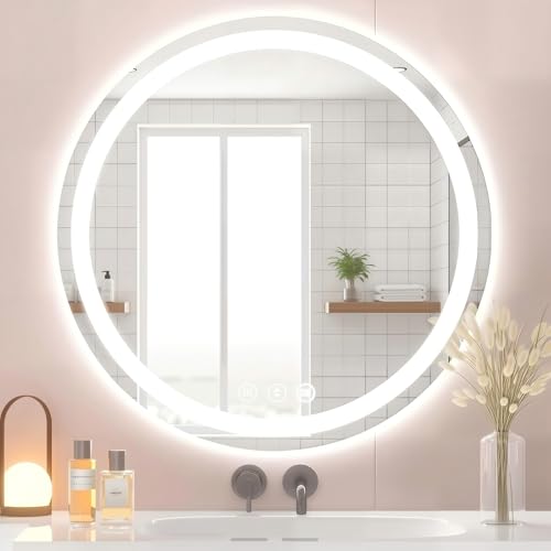 Lmsedf Led Bathroom Mirror with Lights, Anti-Fog & Tri-Color Lighting 