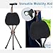 cdar Folding Cane with Seat LED Light Portable Seat Aluminum Alloy Walking Stick 5 Height Adjustable 2-in-1 Crutch Stool for Elderly Black