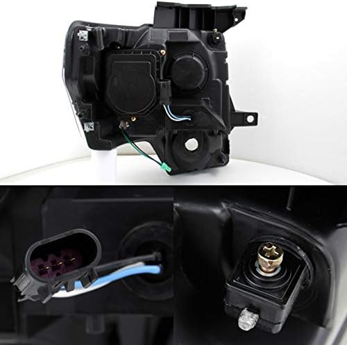 Rear view of AKKON Projector Headlight showing wiring connections