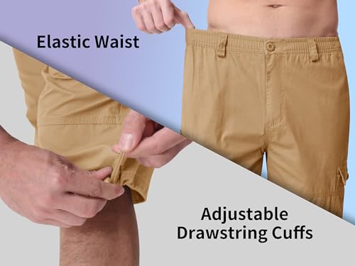 MAGNIVIT Mens Capri Long Cargo Short Below Knee Shorts 3/4 Shorts Khaki 38 by MAGNIVIT - Used condition - Image 5