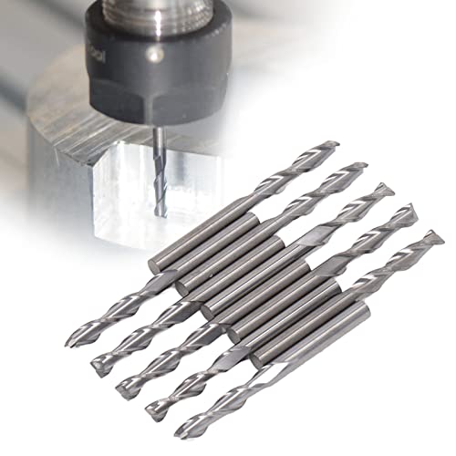 10Pcs Milling Cutter Plastic Wood CNC Bit End Mill Flat Nose Carbide Endmill 1/8in Tool Set Kit for Plastic Wood