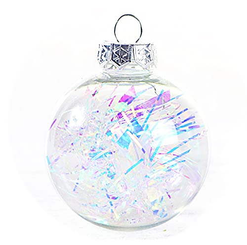 YYCRAFT Shatterproof Clear Plastic Christmas Ball Ornaments 6CM Xmas Balls Baubles Set with Stuffed Delicate Decorations (30pcs,Iridescent White)