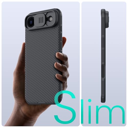 Image of Nillkin for iPhone Air Case with Slide Camera Cover, Thin Slim Fit, Shockproof Protective, Protector Privacy, Phone Case iPhone Air with Camera Lens Protector 6.5'', Black