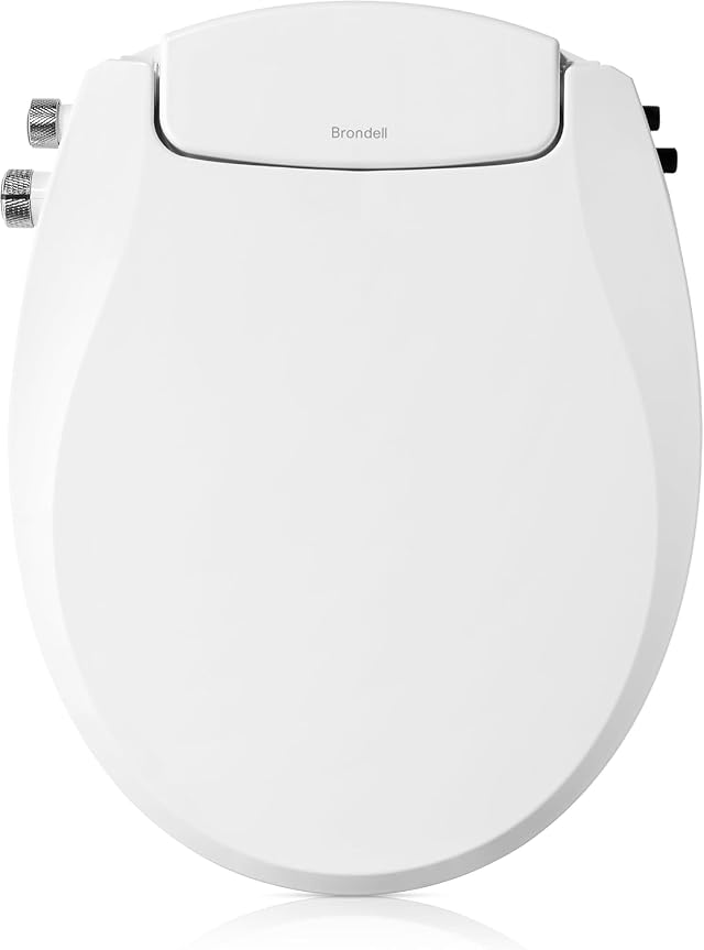 Brondell Bidet Toilet Seat Non-Electric Swash Seat Fits Round Toilets White Dual Nozzle System Ambient Water Temperature Bidet