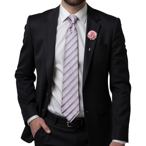Image of Hi-Tie Men's Silk Ties Formal Woven Classic Necktie Pocket Square Cufflinks Lapel Pin Set Wedding Business
