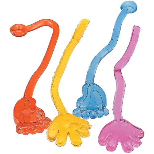 Fun Express Mini Sticky Hands & Feet On String - Bulk setof 72 - Novelty Toys and Party Values