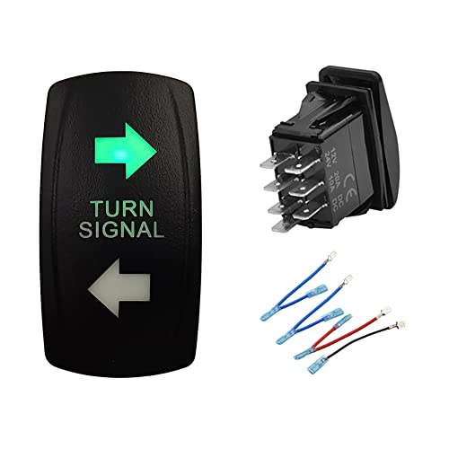 Image of Green Backlit Turn Signal Rocker Switch 7PIN ON-Off-ON DPDT Toggle Switch for Car UTV ATV Bus Lorry Motocycle Dashboard 12V 20A 24V 10A