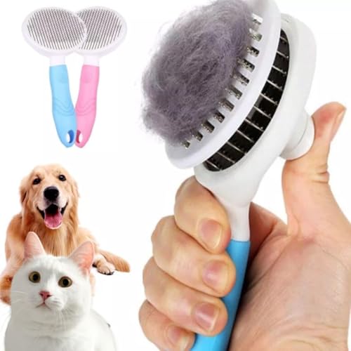 Escova Removedora de Pelos Pet Automática – Rasqueadeira Mágica para Cães e Gatos com Cabo Antidesli