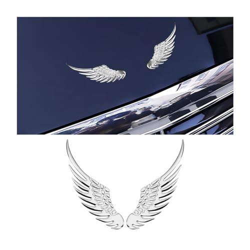 JNNJ Autocollant 3D Pour Voiture, Autocollant 3D Ailes D'ange En Métal, Autocollants En Métal à La Mode, Autocollant Ailes D'ange Pour Voiture, Accessoires Pour Voitures, Camions Et Motos(Argent)