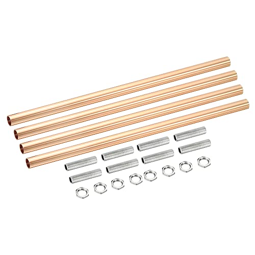 Image of MECCANIXITY Threaded Extension Rod, 11.8 inch Lamp Pipe with Connector Light Fixture for Pendant Light Island Lighting Chandeliers Stems, French Gold 4 Set