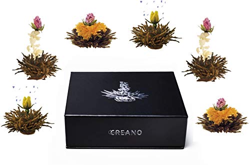 Creano Teeblumen Mix 6er ErblühTee Schwarzer Tee in edeler Magnetbox mit Silberprägung