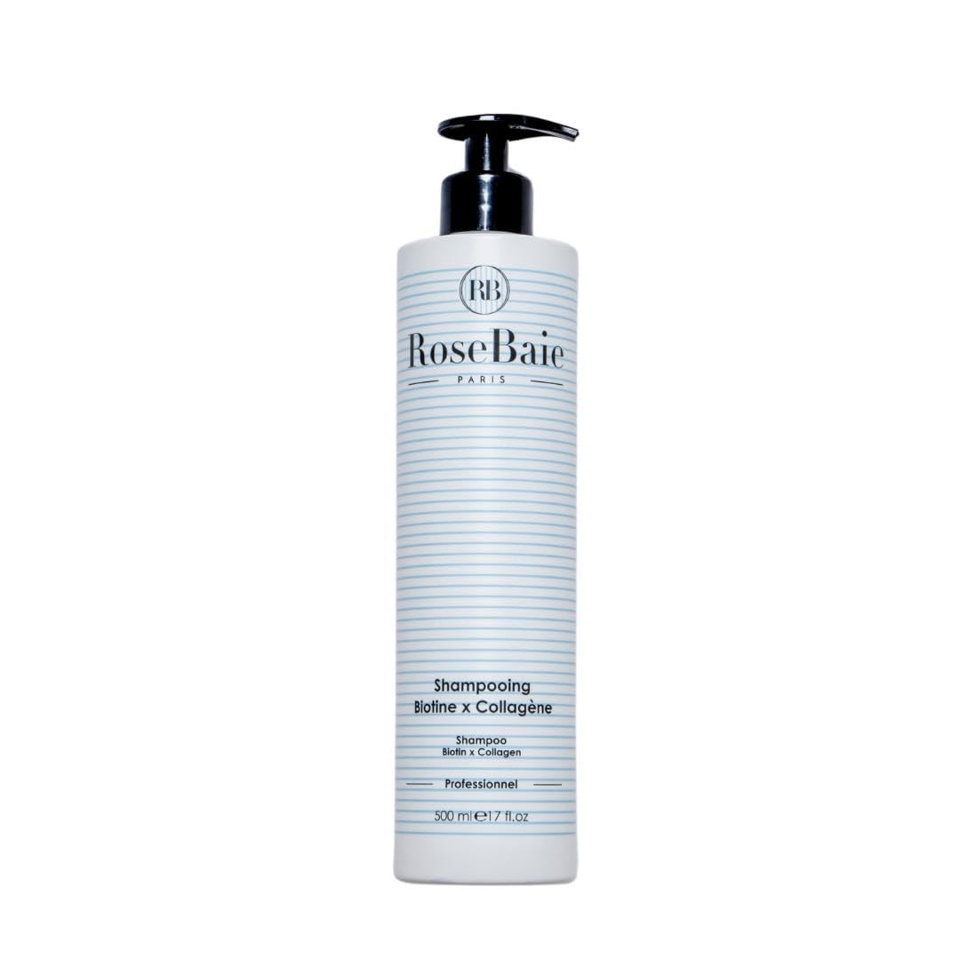 ROSEBAIE | Shampoing Biotine et Collagène | Sans Sulfates | Accélère la Pousse & Anti-Chute | Revitalisant et Hydratant | Cheveux très abîmés | Facilite le Démêlage