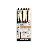 Zebra Pen Sarasa Clip Retractable Gel Pen, 0.5mm Fine Point, Dark Assorted Vintage Ink Colors, Water Based, Ideal for Office and School, Journal, Note Taking and Planner Use, 5-Pack (47455)