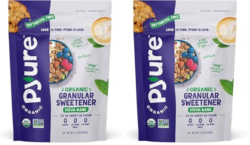 Image of Pyure Organic Stevia Blend | Granulated Sugar Substitute with Zero Calories & Carbs | Keto, Diabetic & Vegan Friendly | Sugary Taste Alternative | USDA Organic, Non-GMO | Erythritol Free | Good For Baking | 1.5lb (24oz)