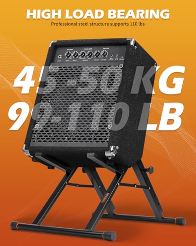 Image of STRICH Amp Guitar Stand, High Profile Guitar Combo Speaker Stand, Tilt Back Folding Amplifier Stand, Fully Collapsible, Black, SAT-03