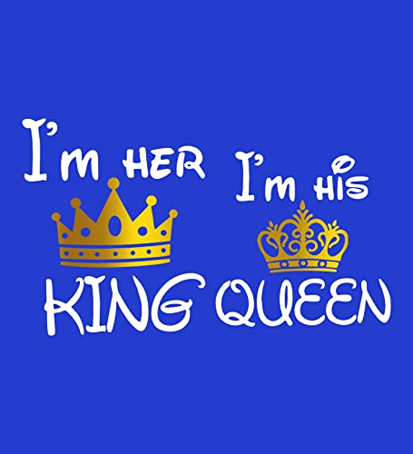 Image of Hangout Hub Hangout-Hub850$P Couple T Shirts for Couples | Printed I Am Her King His Queen T-Shirt for Men Women Couples (Set of 2 | Regulat Fit | Cotton)