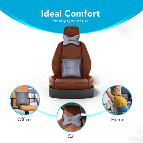 Image of Neodrift 'Neo-Kit Combo' - (Colour - Grey)(2 Neck Cushions, 2 Square Pillows) | Neck & Back Rest Support Cushion Memory Foam Pillow for Neck, Head, Shoulder & Back Pain-Relief for Car Seat