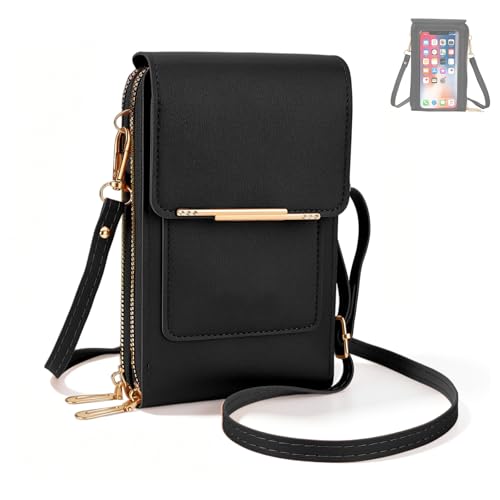 Touchscreen Phone Crossbody Bag Touch Screen Crossbody Phone Purse Touchscreen Crossbody Phone Wallet Compact and Portable (Black)