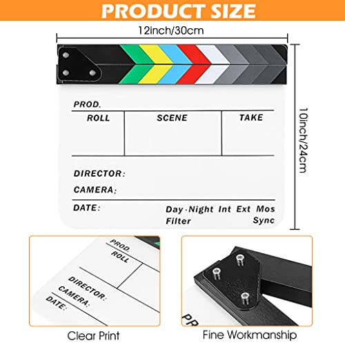 Image of ZIBUYU Movie Clap Board Stage Prop Acrylic Studio Camera Photography Director Film Clapper Board Clapboard Size - 10''x12 inch