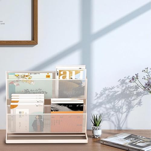 Support de littérature de bureau avec double bac de rangement pour livrets