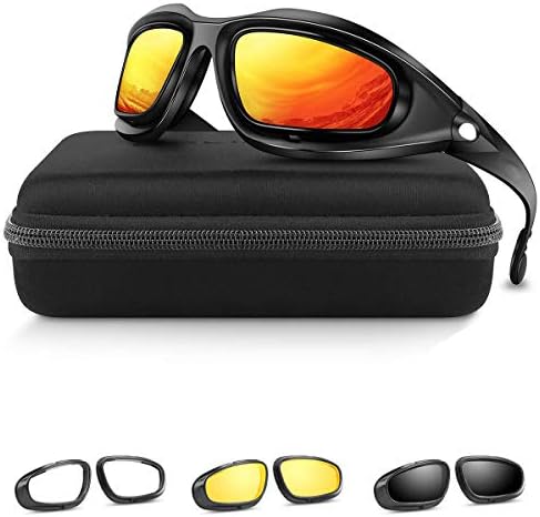 Military Goggles Tactical Polarized Sports Sunglasses for Men Women - Polarized Army Sunglasses Goggles with 4 Interchangeable Lens - UV Protection for Running Cycling Fishing
