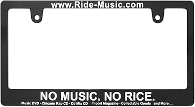 NO MUSIC, NO RICE License Plate Frame, 1 License Frame, Matte Black