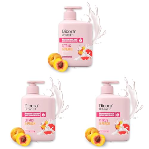 Dicora Urban Fit Jabón de Manos Vitamina C Cítricos & Melocotón 500 ml (Paquete de 3)