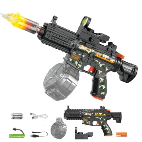 Image of VikriDA M416 Submachine Electric Automatic Water Gun with Sensor Light Silencer & Green Dot Scope | Free Extra Rechargeable Battery | 10m Range, 450CC Capacity | Multicolor