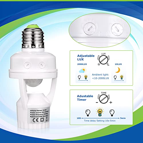 Hortsun HORTSUN-7.28-WA 3 Pieces Hortsun Motion Sensor Light Socket Smart Screw In Light Bulb Outlet Compatible thumb #4