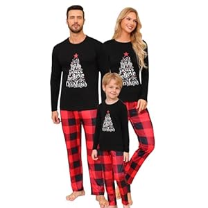 Pijama de Navidad a Juego de la Familia, Conjunto de Pijama de Navidad Familiar, Pijamas Navidad Familia con Camiseta Manga Larga y Pantalones Largos para Mujer Hombre Niñas Niños