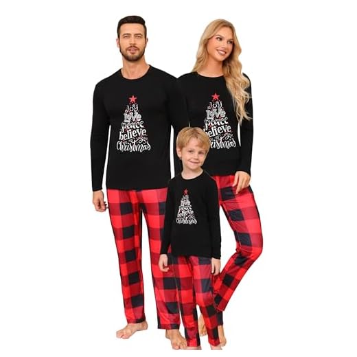 Conjunto Pijamas Juego Familia de Navidad, Pijama Navidad Familiar 2023 con Camiseta de Manga Larga y Pantalones Largo | Conjunto de Pijamas Navideños para Papá, Mamá, Niños,