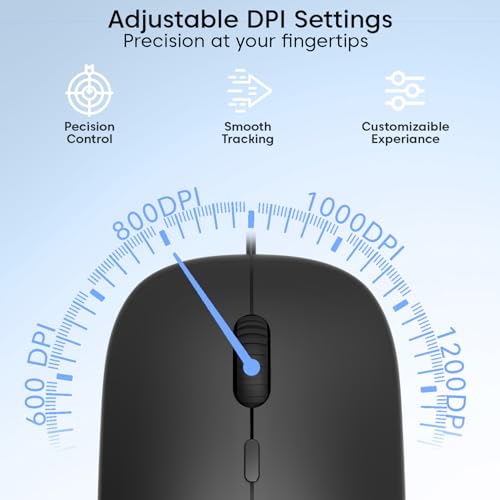Image of Sounce Glide Ergonomic USB Wired Mouse with 1200 DPI Optical Sensor, 3 Button Plug and Play Design, Ambidextrous Comfy Grip and High Precision Tracking for PC Laptop Desktop SmartUsers (Black) Edition